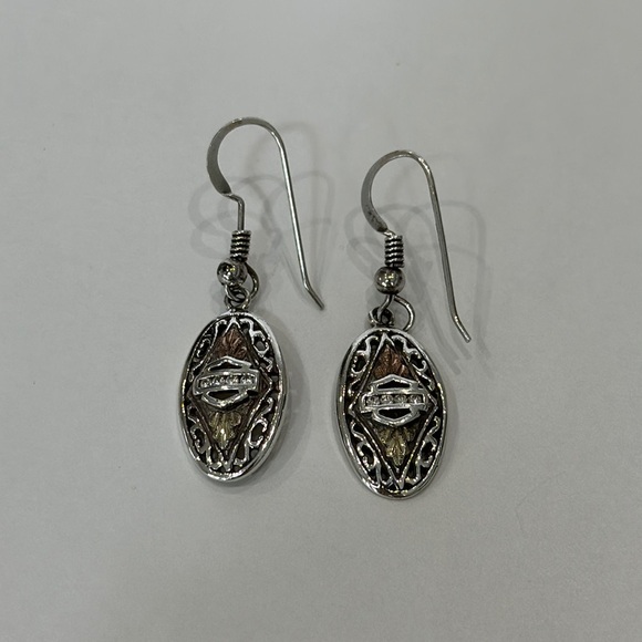 Harley-Davidson Black Hills Gold and Silver Earrings with Diamonds - Picture 1 of 4